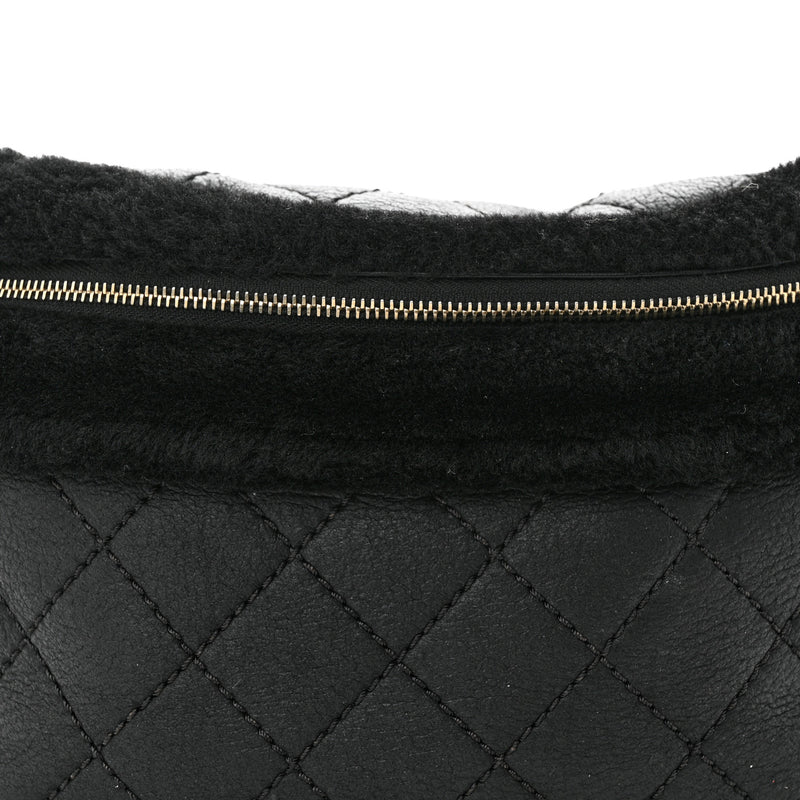 Chanel Calfskin Fur Quilted Waist Bag