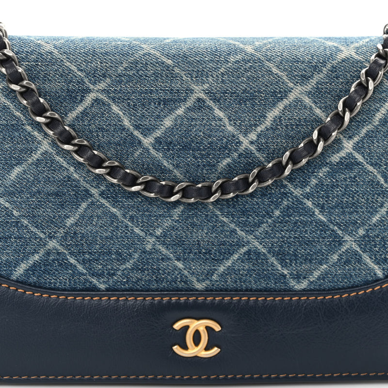 Chanel Denim Quilted Wallet On Chain Woc