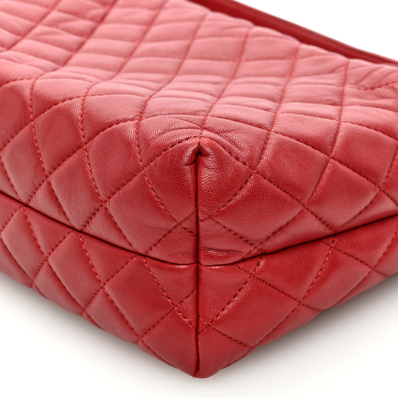 Chanel Lambskin Quilted Small Hobo Red