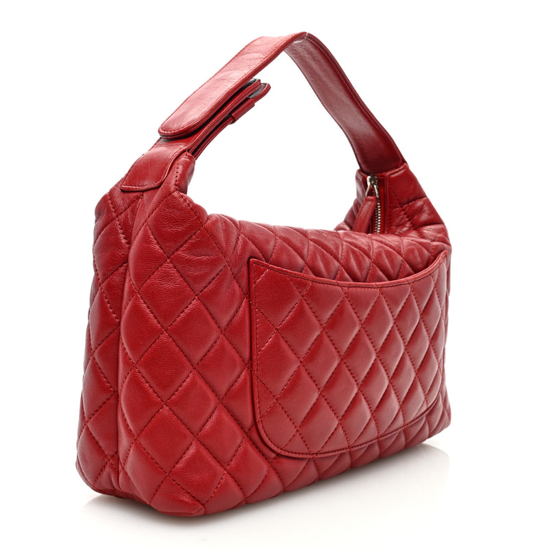 Chanel Lambskin Quilted Small Hobo Red