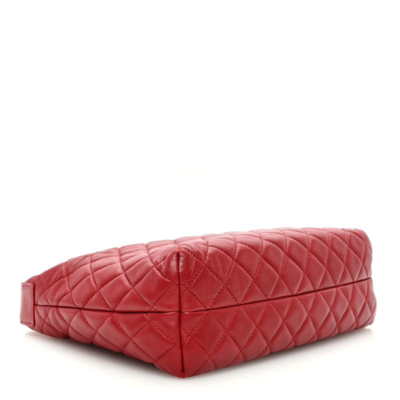 Chanel Lambskin Quilted Small Hobo Red