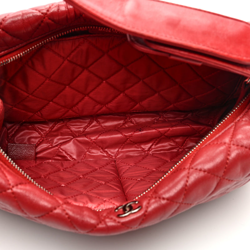 Chanel Lambskin Quilted Small Hobo Red