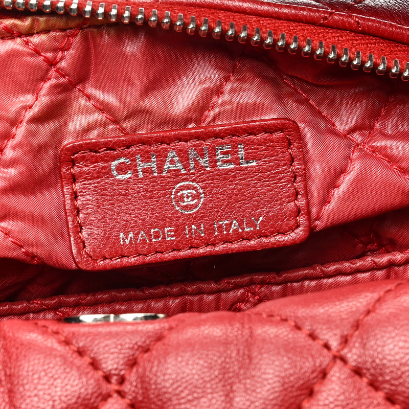 Chanel Lambskin Quilted Small Hobo Red