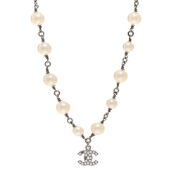 Chanel Pearl Crystal Cc Pendant Short