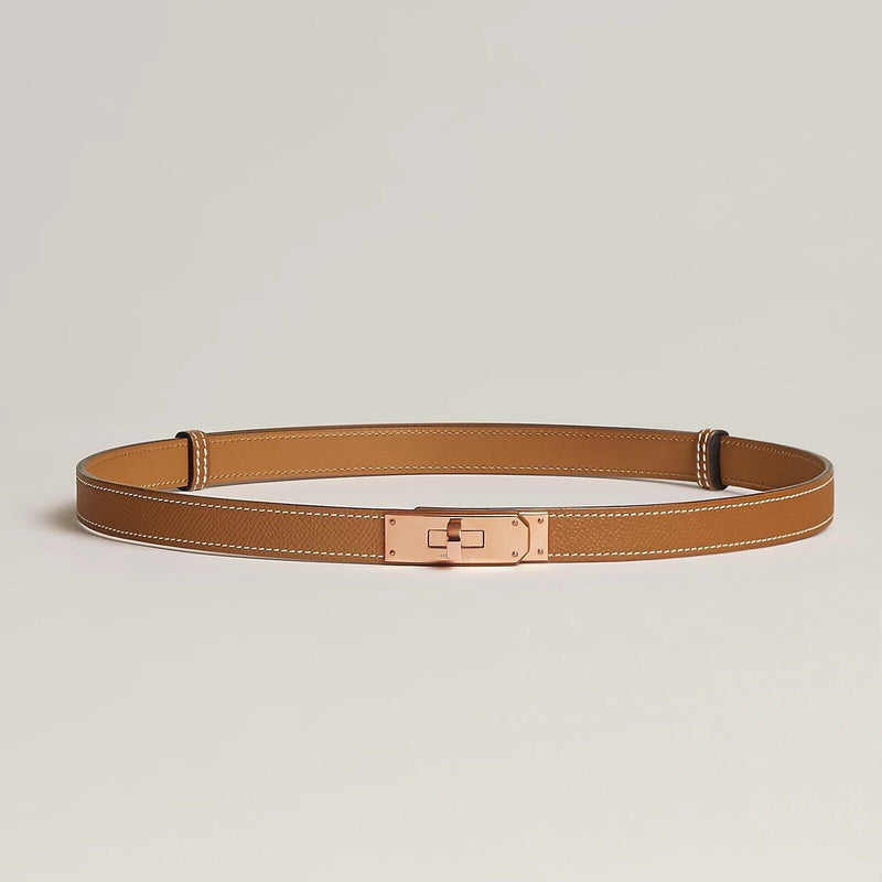 New Hermes Kelly 18 Belt Gold Epsom Rose