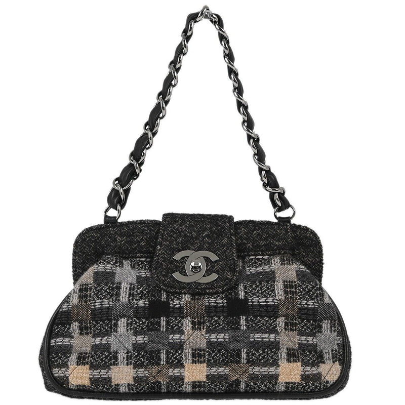 Chanel Gray Wool Chain Handbag