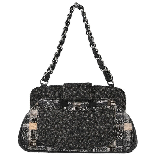 Chanel Gray Wool Chain Handbag