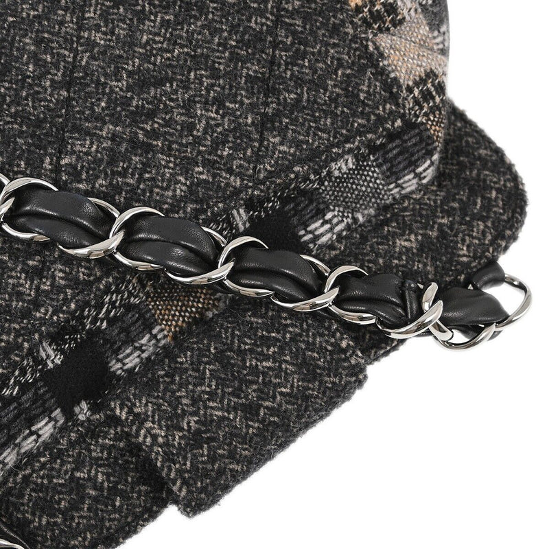 Chanel Gray Wool Chain Handbag