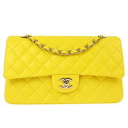 Chanel Yellow Lambskin Medium Classic