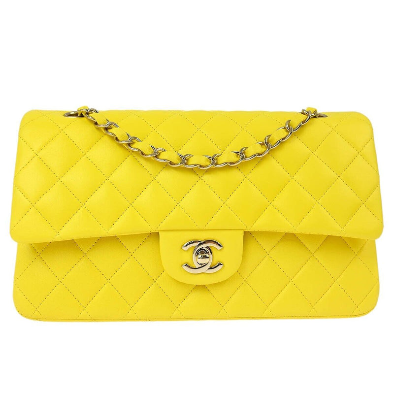 Chanel Yellow Lambskin Medium Classic