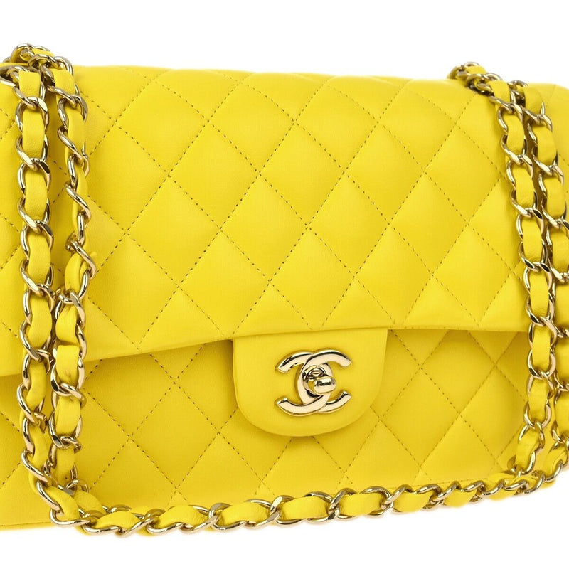 Chanel Yellow Lambskin Medium Classic