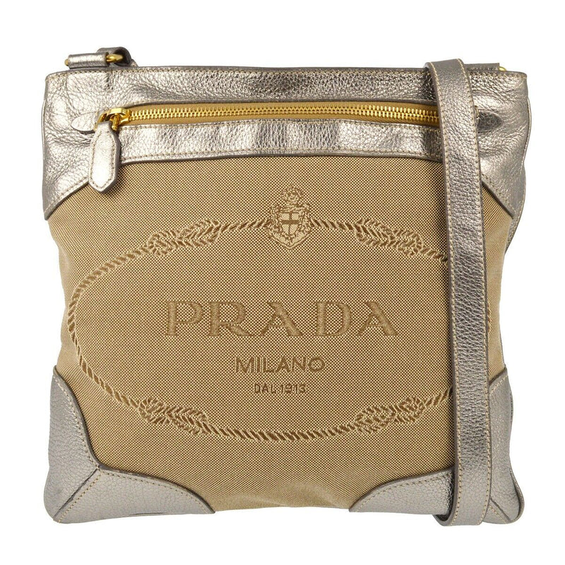 Prada Beige Silver Crossbody Bag