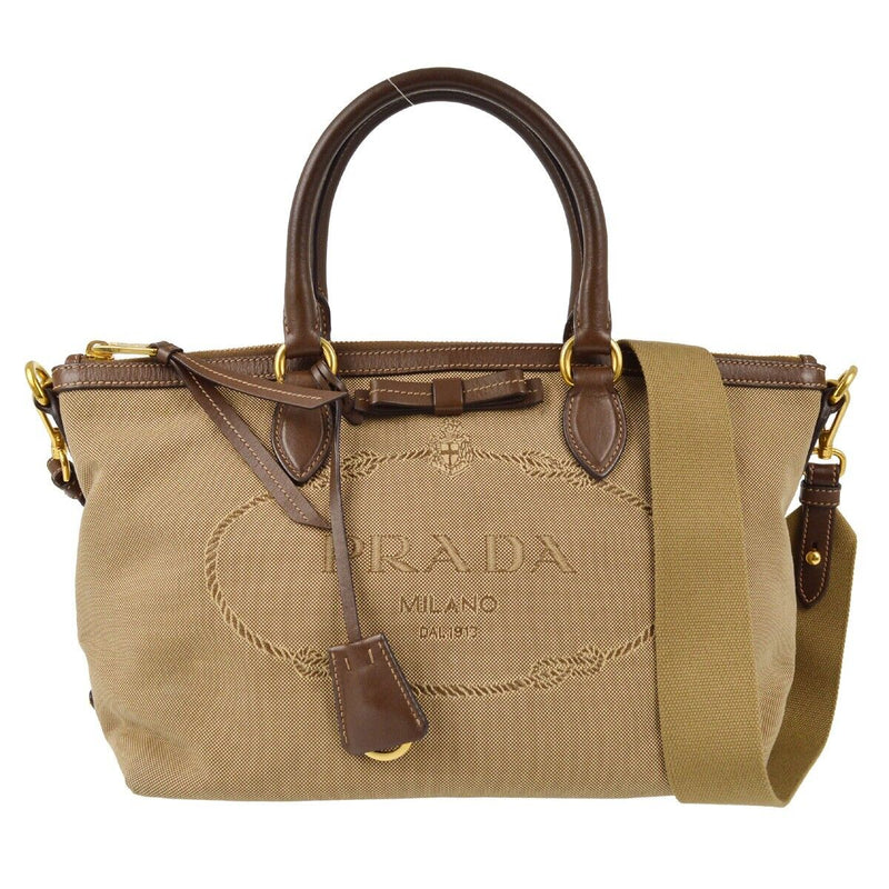 Prada Brown Canvas 2Way Tote Handbag