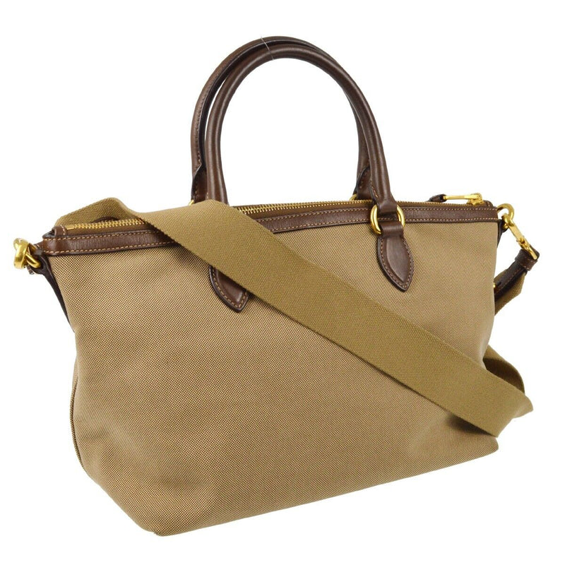 Prada Brown Canvas 2Way Tote Handbag