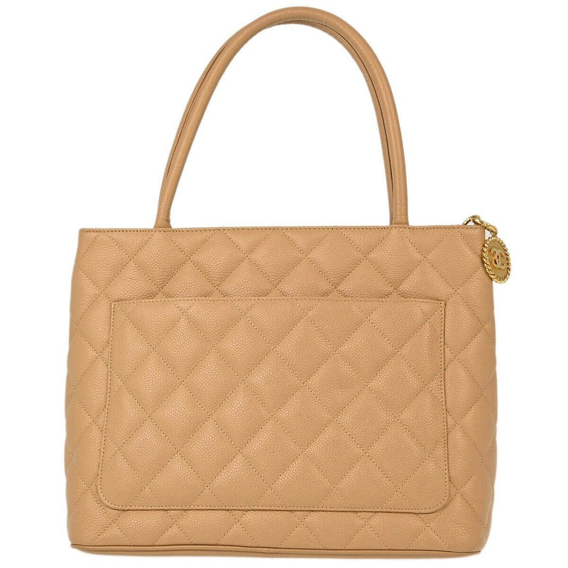 Chanel Beige Caviar Medallion Tote