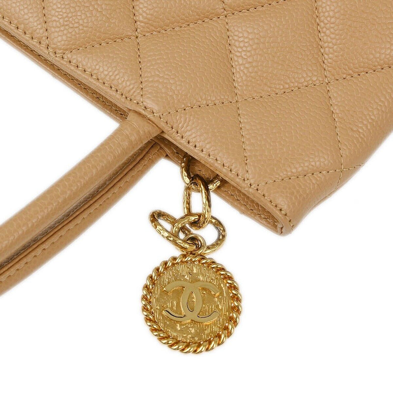 Chanel Beige Caviar Medallion Tote