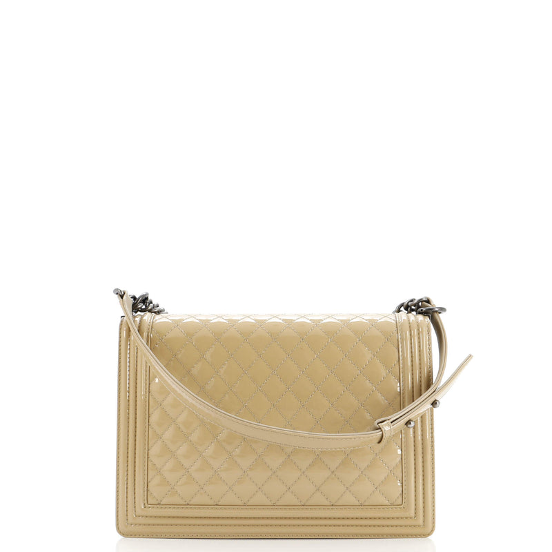 Chanel Boy Flap Bag Quilted Patent Large