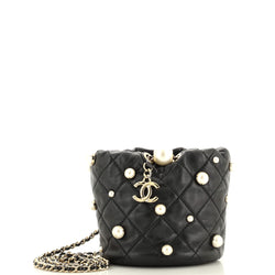 Chanel Drawstring Round Bucket Bag Pearl