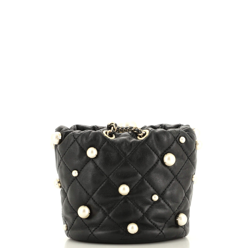 Chanel Drawstring Round Bucket Bag Pearl