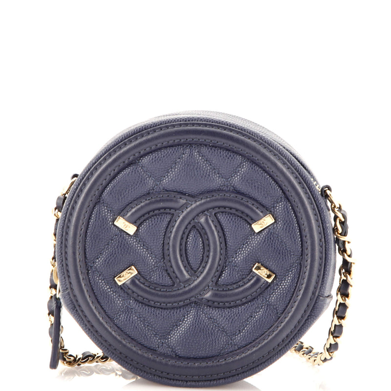 Chanel Filigree Round Clutch With Chain