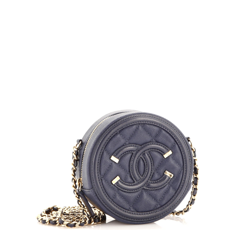 Chanel Filigree Round Clutch With Chain