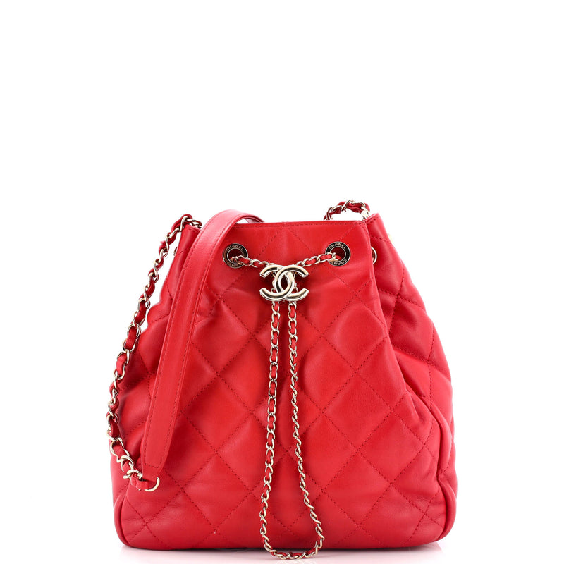 Chanel Cc Drawstring Bucket Bag Quilted