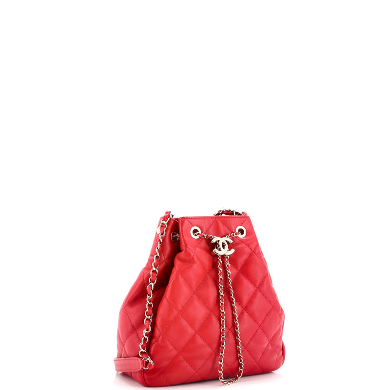 Chanel Cc Drawstring Bucket Bag Quilted