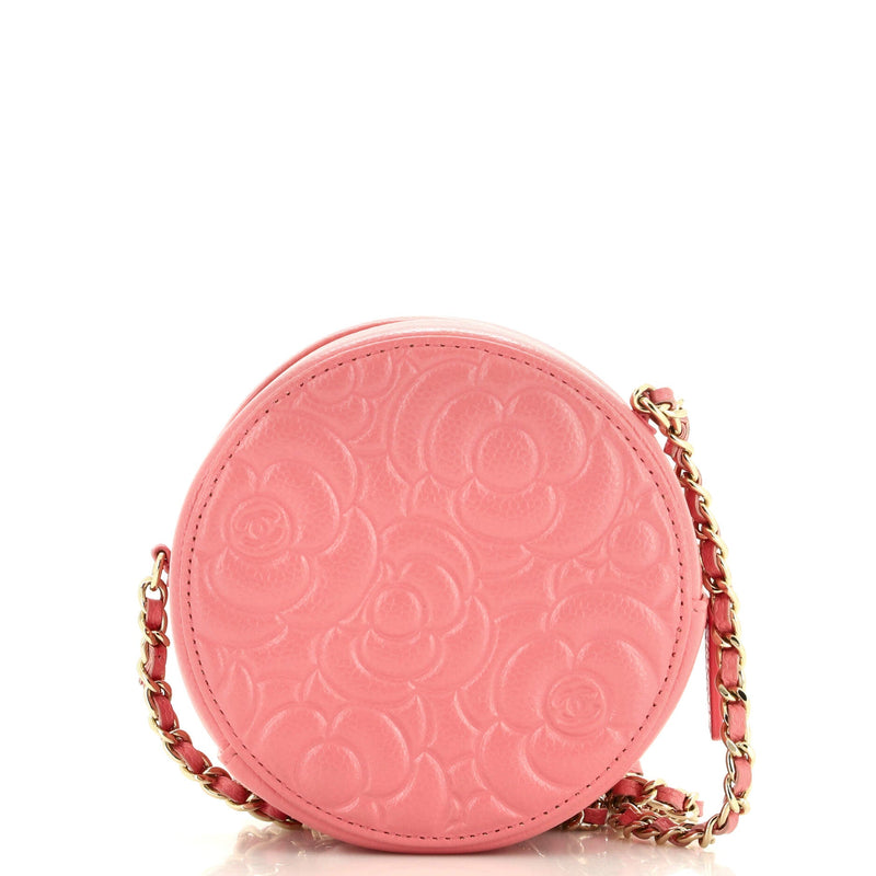 Chanel Round Clutch With Chain Camellia