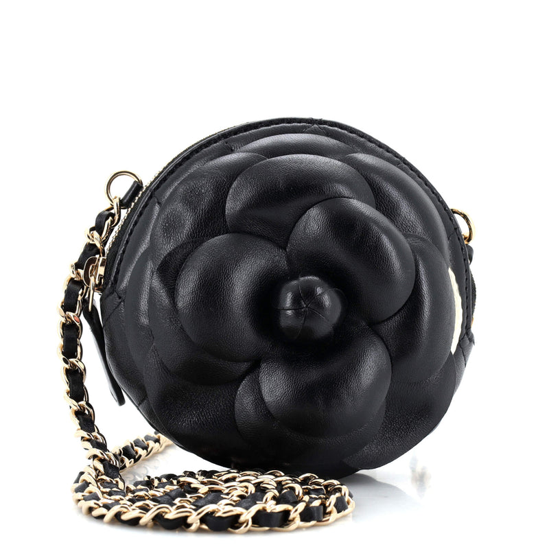 Chanel Camellia Round Clutch With Chain