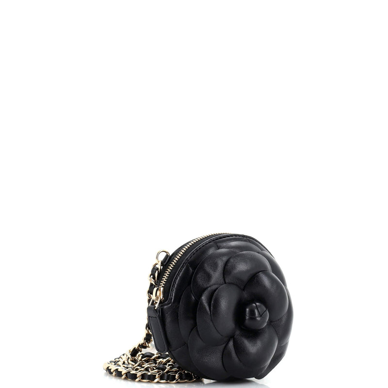 Chanel Camellia Round Clutch With Chain