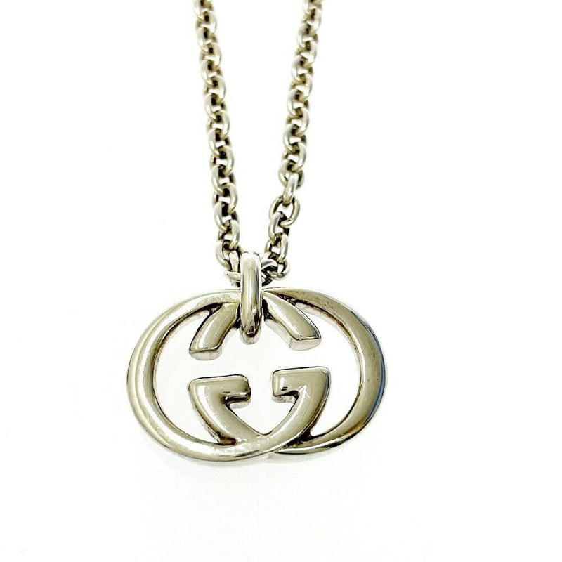 Gucci G Logo Pendant Necklace 19' Silver