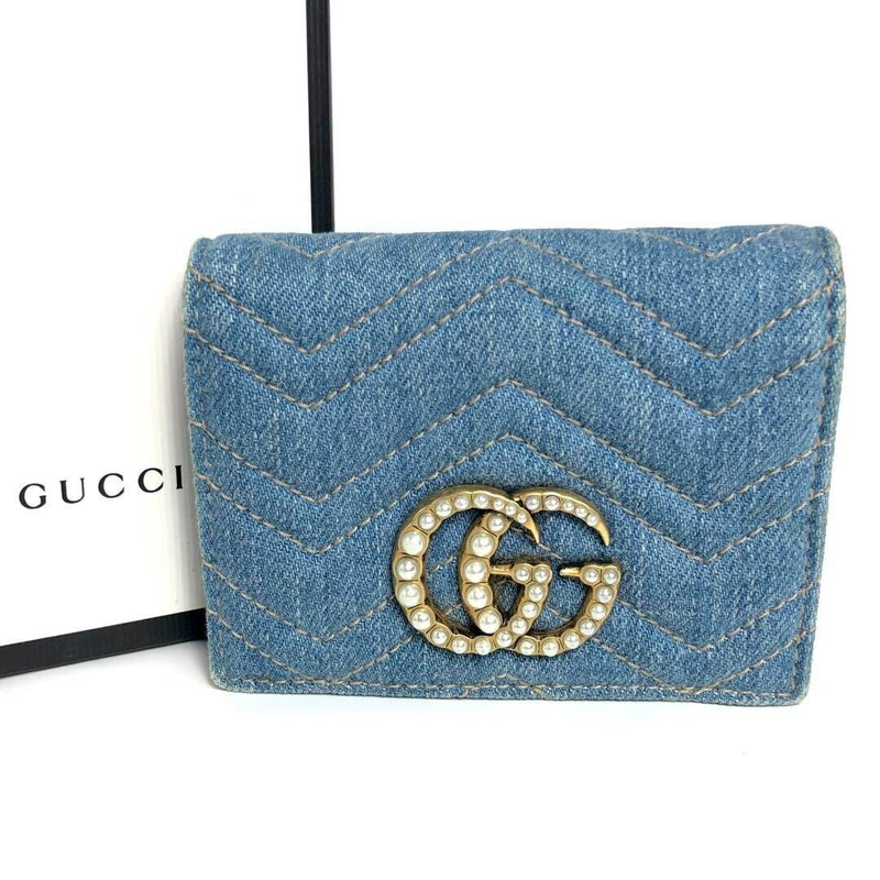 Gucci Gg Marmont Denim Pearl Compact