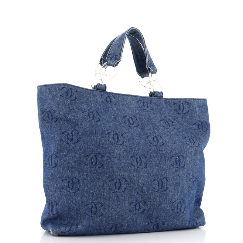 Chanel Vintage Cc Tote Denim Large