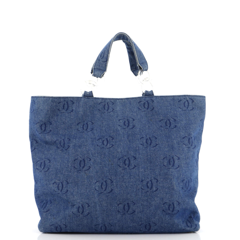 Chanel Vintage Cc Tote Denim Large