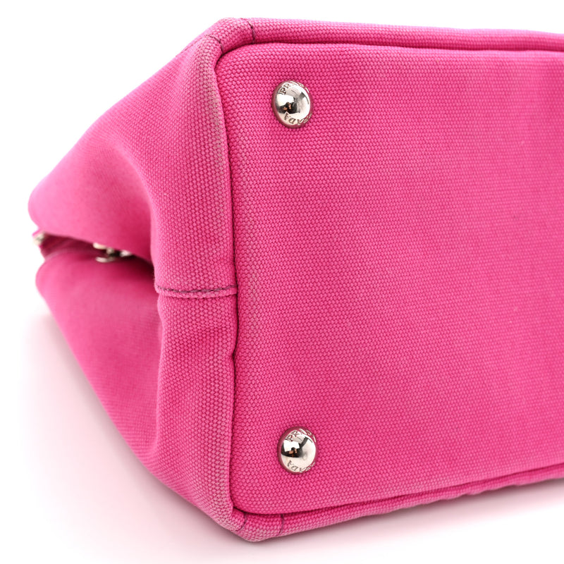 Prada Canvas Grommet Canapa Tote Pink