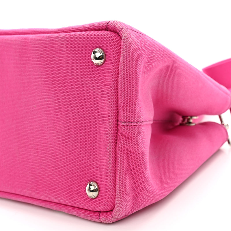 Prada Canvas Grommet Canapa Tote Pink