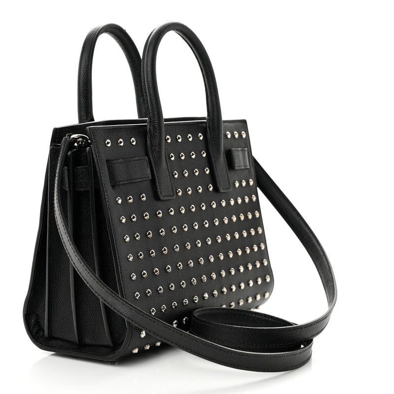 Saint Laurent Calfskin Studded Nano Sac