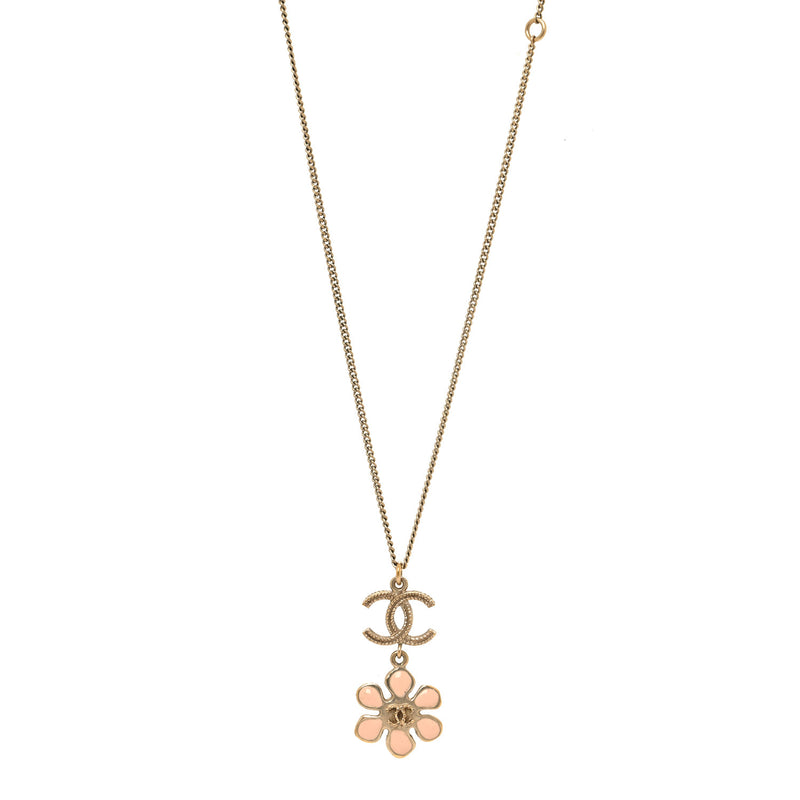 Chanel Enamel Pearl Cc Flower Pendant