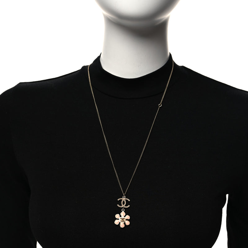 Chanel Enamel Pearl Cc Flower Pendant