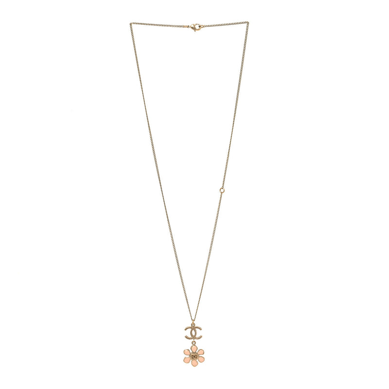 Chanel Enamel Pearl Cc Flower Pendant