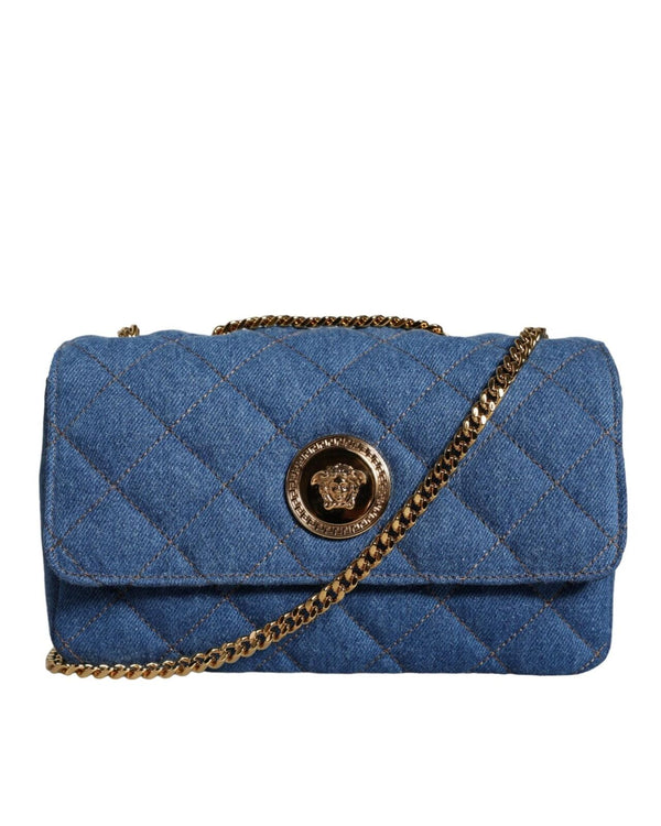 Versace Quilted Denim Leather Crossbody