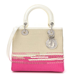 Christian Dior Raffia Medium Lady Pink