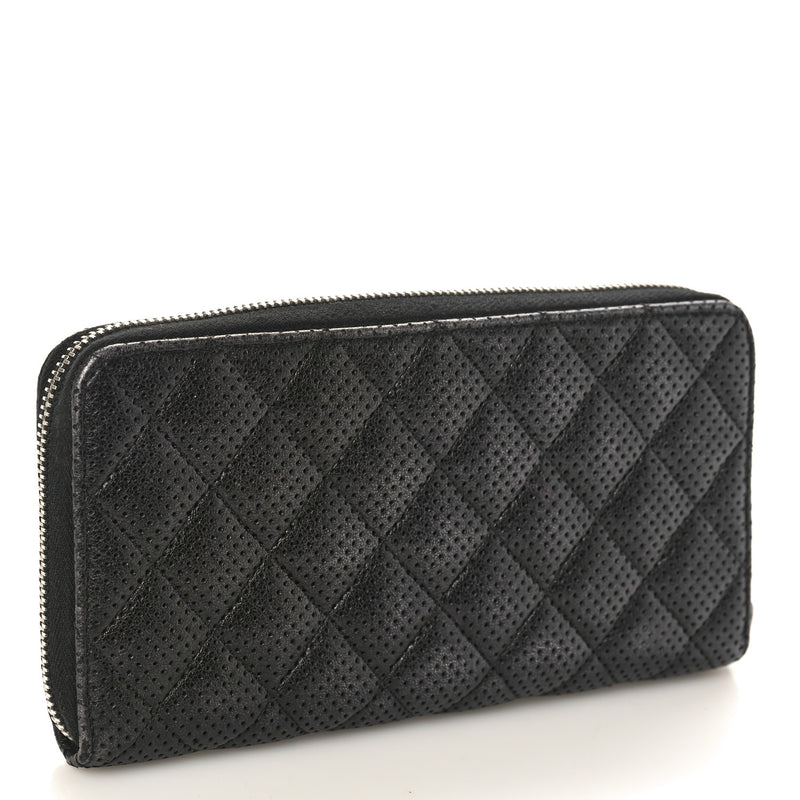 Chanel Perforated Lambskin Quilted Zip