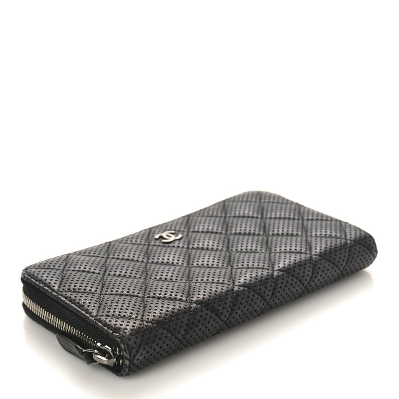 Chanel Perforated Lambskin Quilted Zip