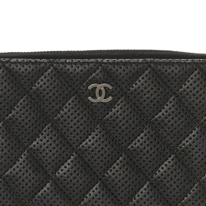 Chanel Perforated Lambskin Quilted Zip