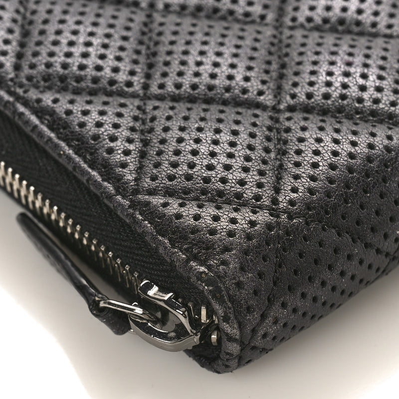 Chanel Perforated Lambskin Quilted Zip