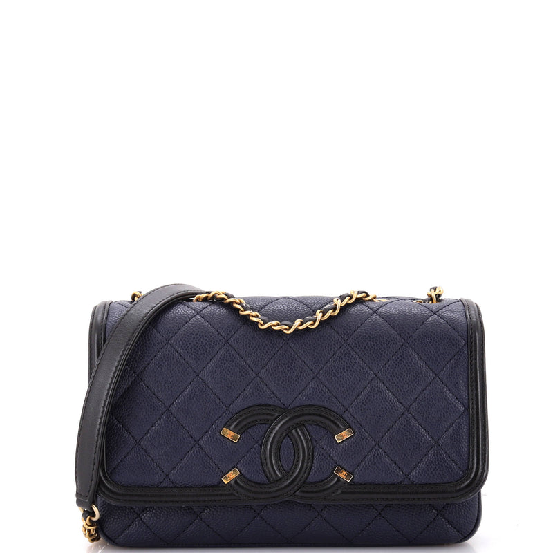 Chanel Filigree Flap Bag Quilted Caviar