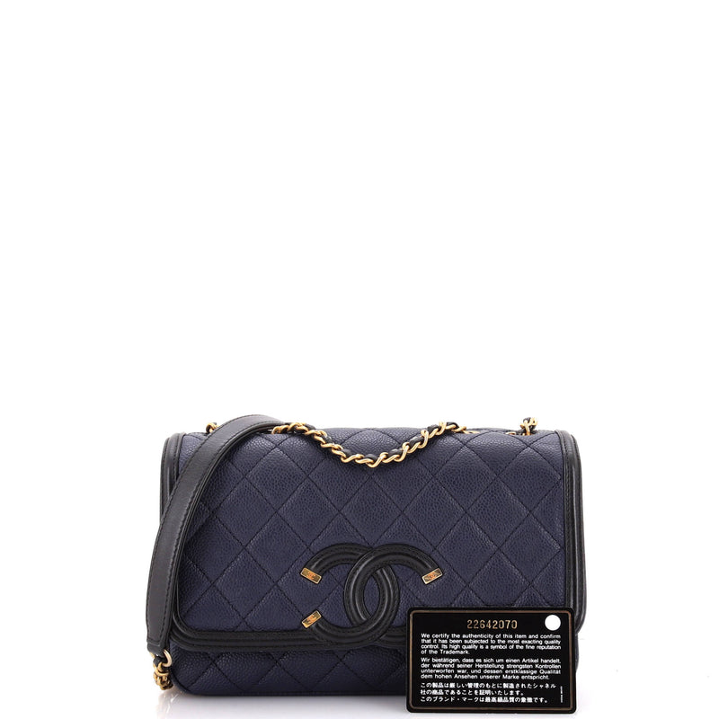 Chanel Filigree Flap Bag Quilted Caviar