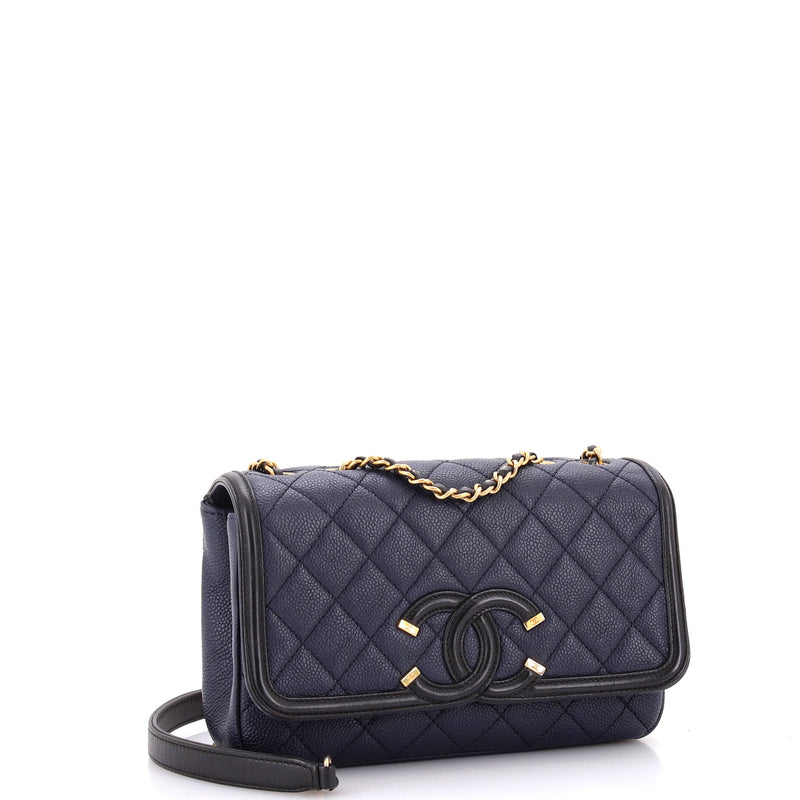 Chanel Filigree Flap Bag Quilted Caviar