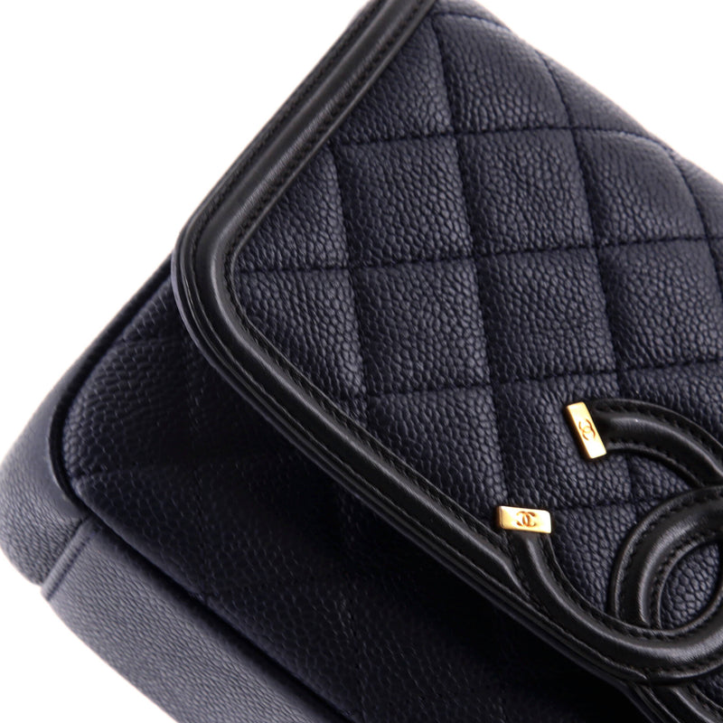 Chanel Filigree Flap Bag Quilted Caviar